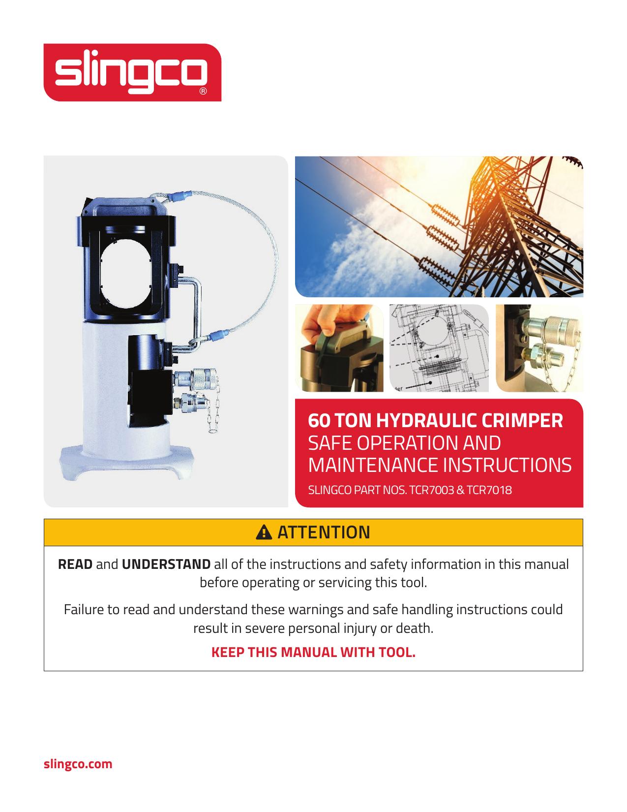 60 Ton Hydraulic Crimping Tool Operating and Safety Guide