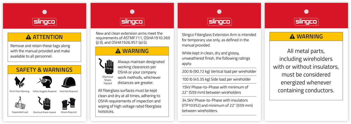 Fiberglaqss Extension Arm Warning Labels